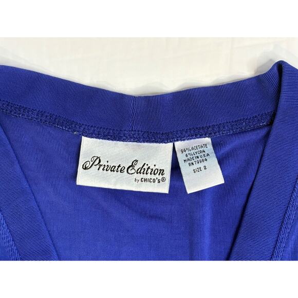 Chico's Royal Blue Mother of Pearl Button Up Long Cardigan sz 2 Large (12-14) - Picture 4 of 9